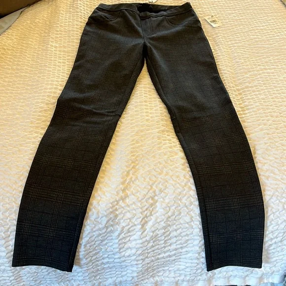 NWT Sanctuary stretch ponte pants in harvest plaid - grey . Small straight leg - Picture 1 of 7